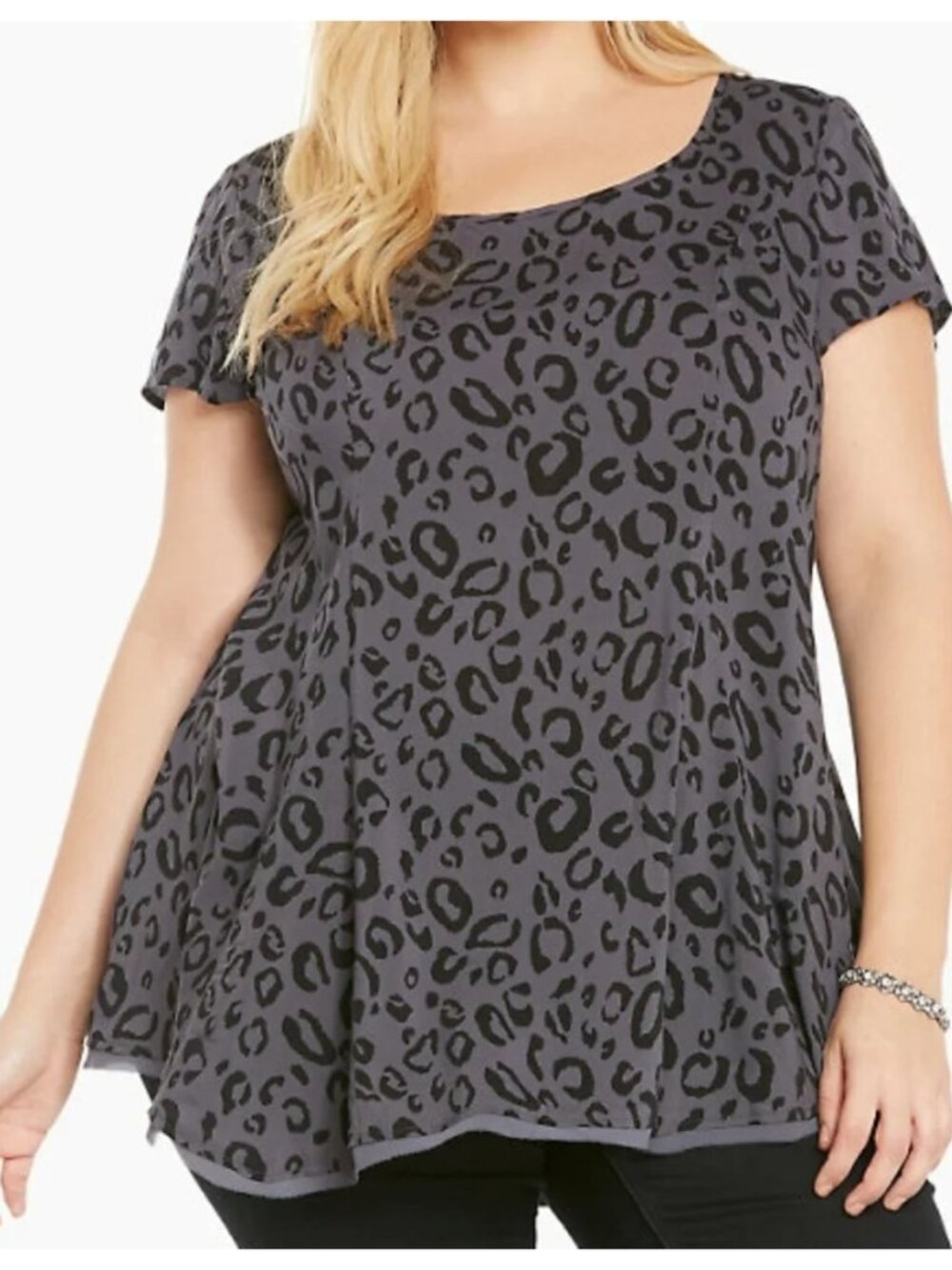 NWT Torrid Animal Leopard Print SS Challis Tunic Top sz 2